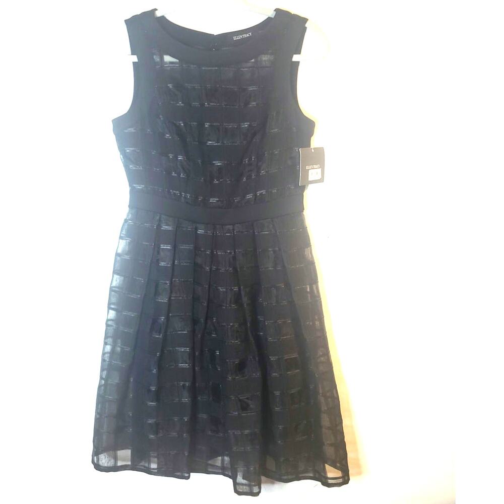 Ellen Tracy 4 Petite Black‎ Mini Dress NWT Formal Event Sheer Details Lined Twee